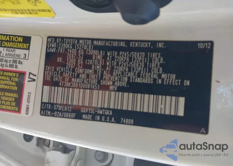 2013 Toyota Venza Limited V6 из США, поврежденный, VIN 4T3BK3BB1DU081451